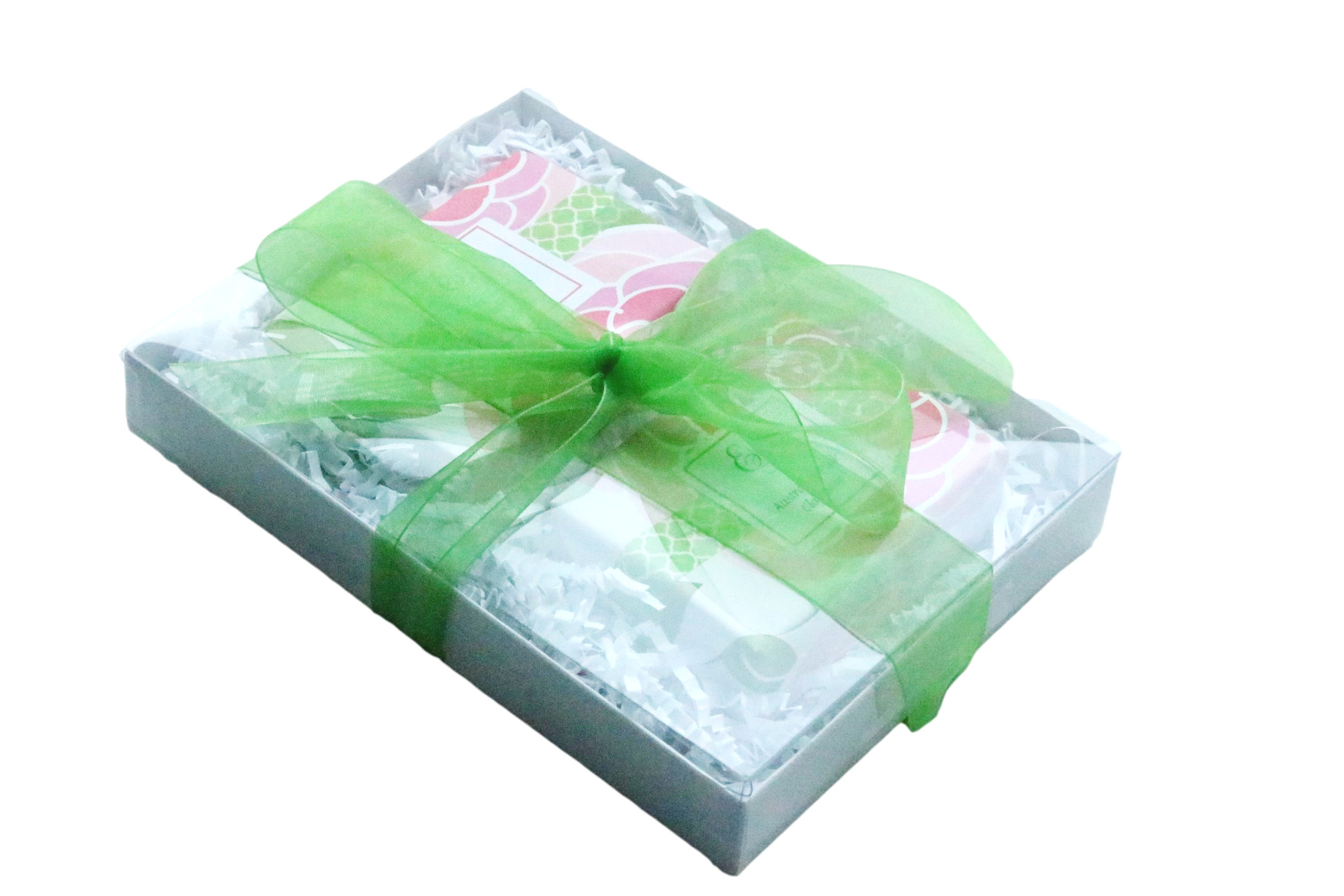 English Rose Gift Set featuring two luxury soaps, beautifully gift-wrapped in an elegant box, showcasing the exquisite rose design.