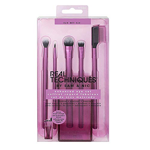 Real Techniques Enhanced Eye Gift Set featuring 6 essential makeup brushes for eye application.