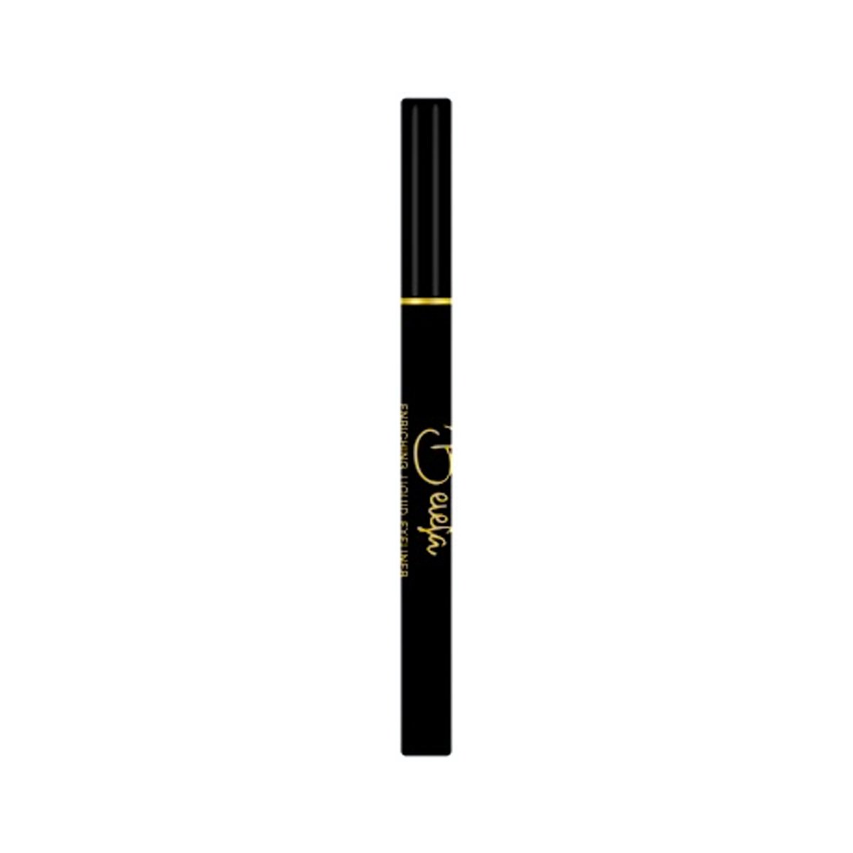 A sleek bottle of Enriched Liquid Eyeliner with a felt tip applicator, showcasing its vegan and cruelty-free features.