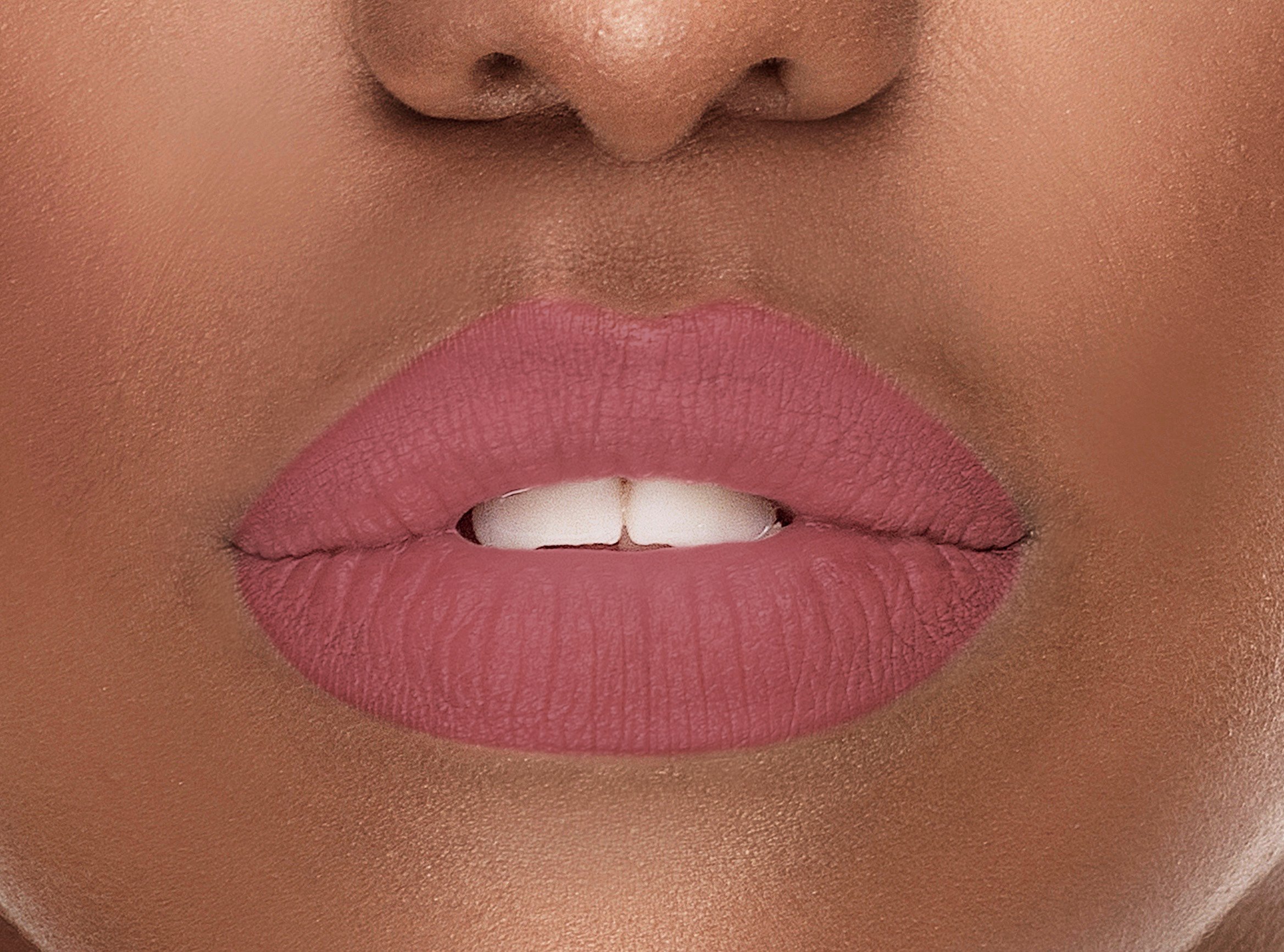 Entice Silk-Matte Lipstick in Pink Nude shade, showcasing its elegant packaging and rich color.