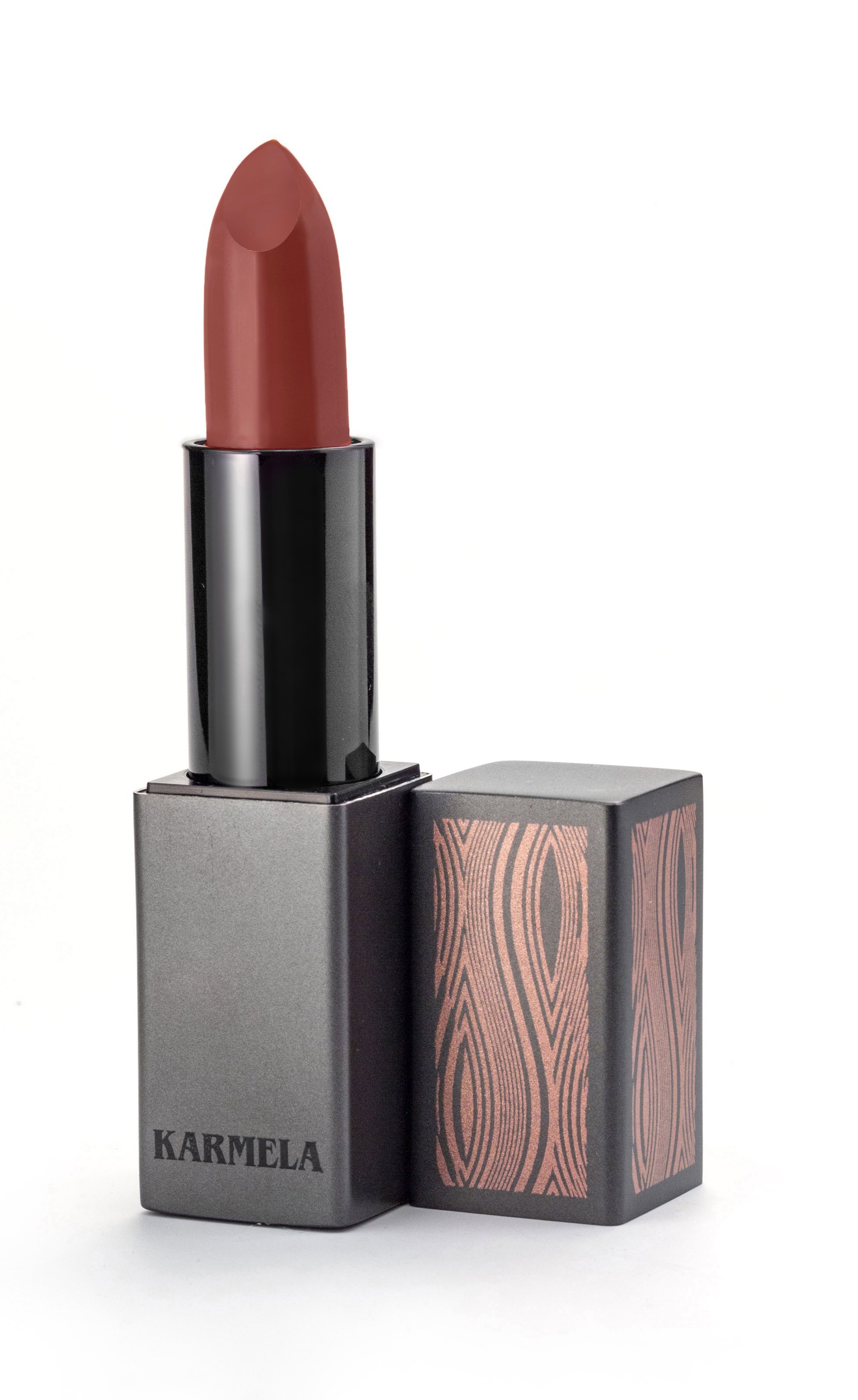 Entice Silk-Matte Lipstick in Pink Nude shade, showcasing its elegant packaging and rich color.