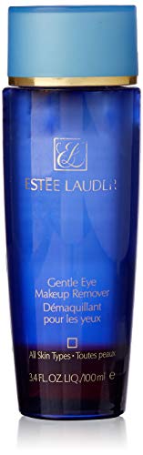 Estee Lauder Gentle Eye Makeup Remover bottle with a sleek design, showcasing its gentle formula for effective makeup removal.