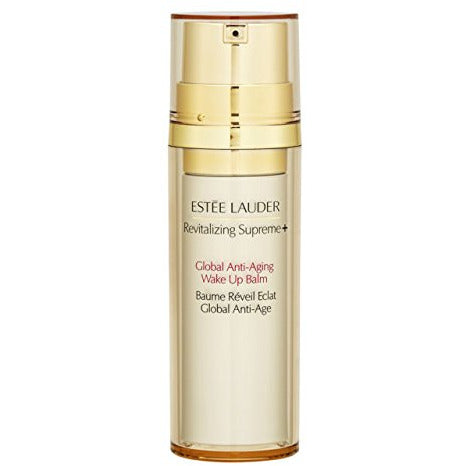 Estee Lauder Revitalizing Supreme and Global Anti-Aging Wake Up Balm in a sleek jar, showcasing its luxurious texture and packaging.