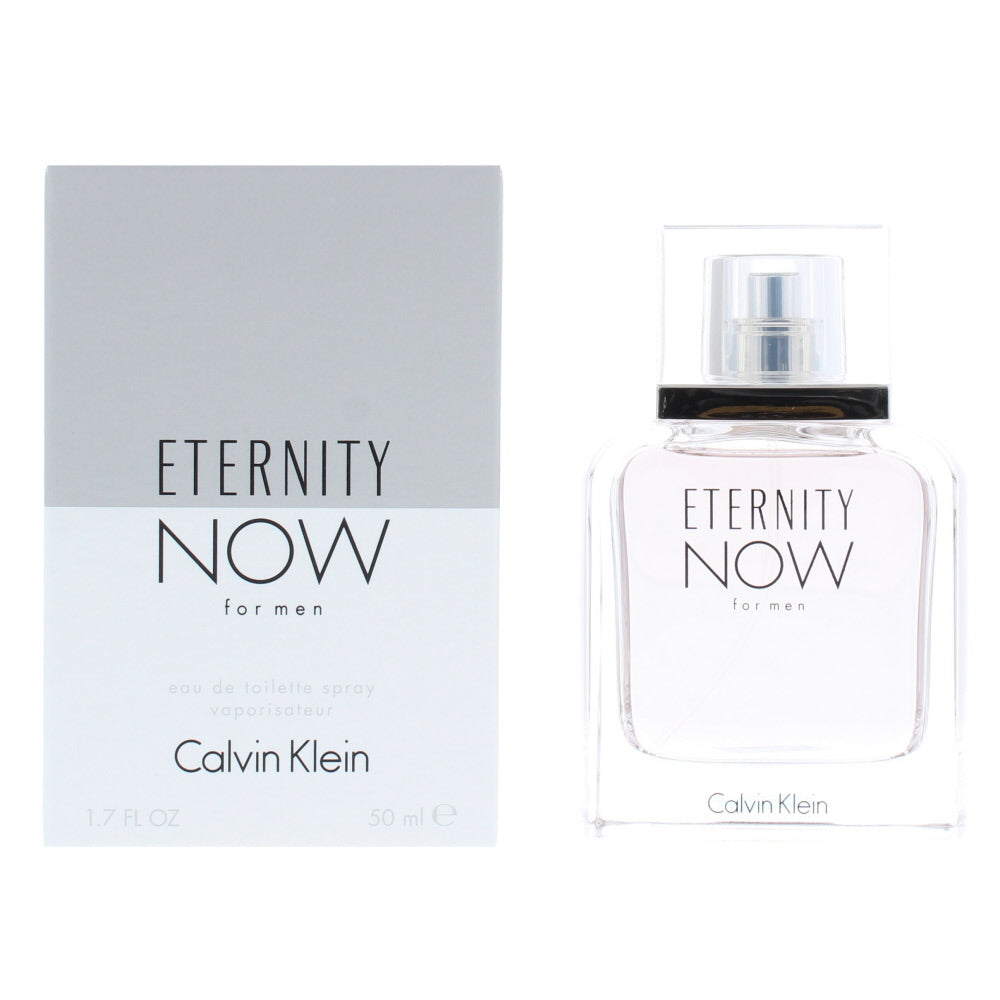 Eternity Now For Men Eau de Toilette by Calvin Klein in a sleek bottle, showcasing its modern design and elegant fragrance.