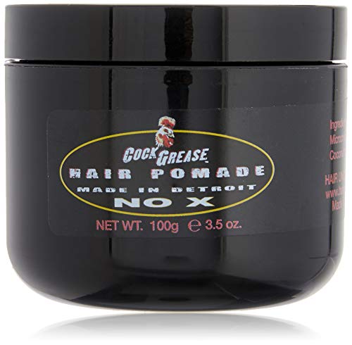 Cock Grease Extra Slick Pomade in a stylish jar, showcasing its creamy texture and high-shine finish.