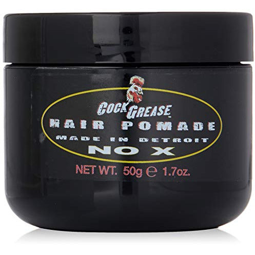 Cock Grease Extra Slick Pomade in a stylish jar, showcasing its creamy texture and high-shine finish.