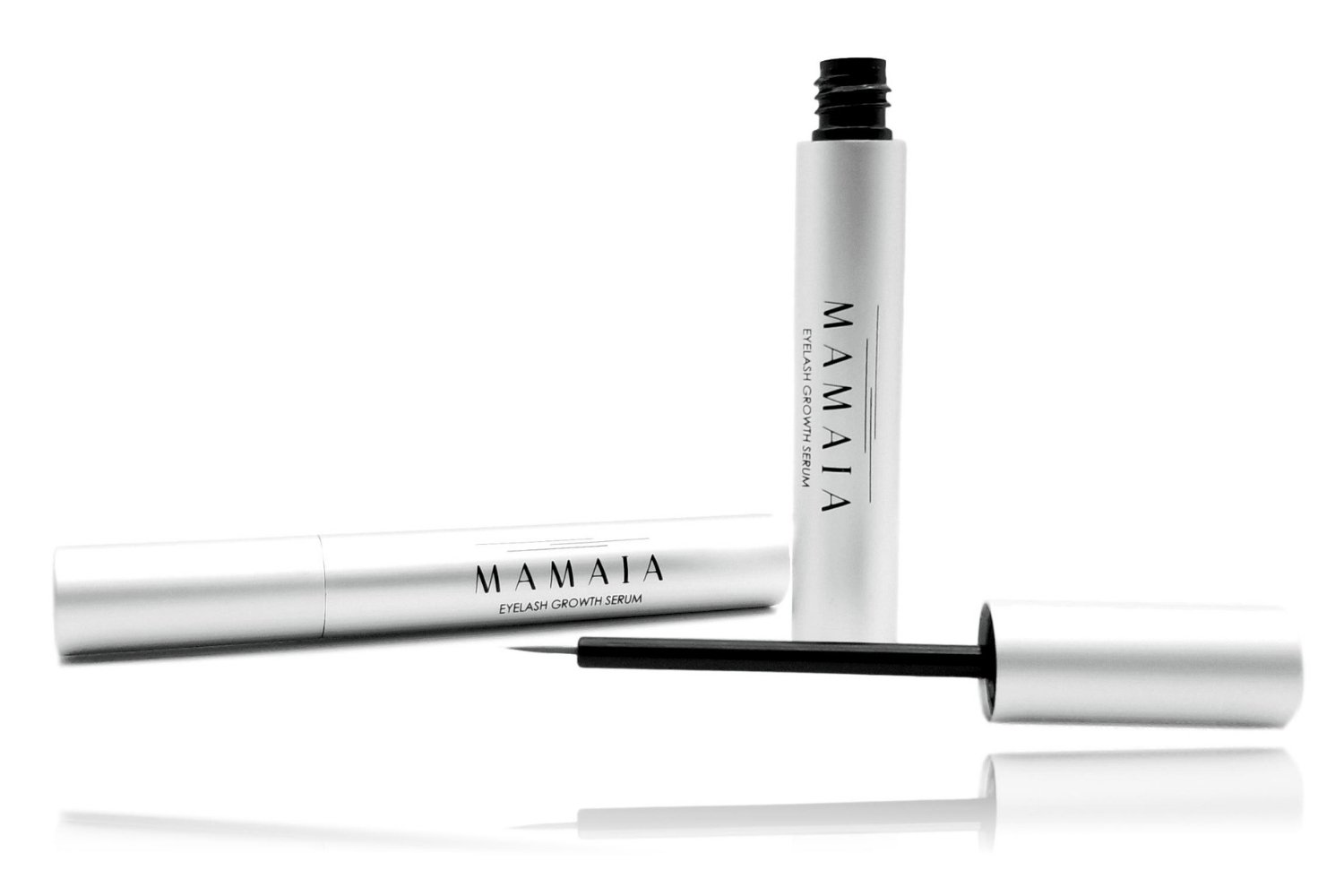 MAMAIA Eyelash Conditioner bottle with a sleek design, showcasing its nourishing formula for longer and thicker eyelashes.