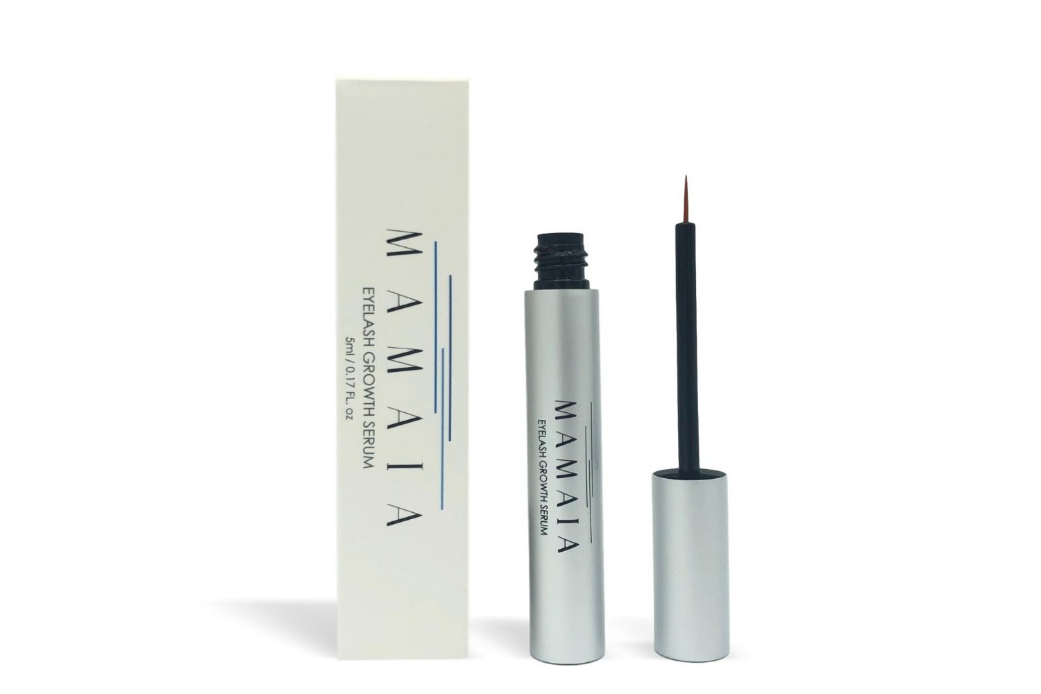 MAMAIA Eyelash Conditioner bottle with a sleek design, showcasing its nourishing formula for longer and thicker eyelashes.