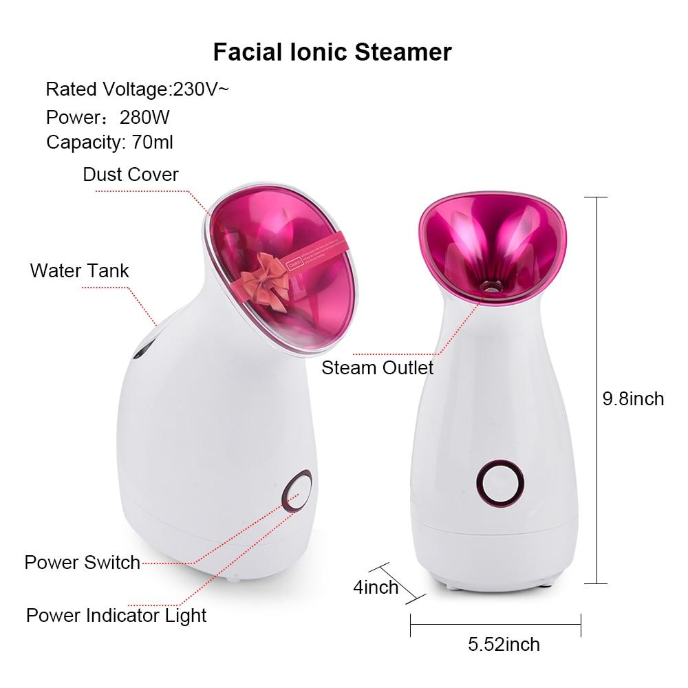 Facial Steamer Nano Lonic Humidifier with steam mist, designed for deep cleaning and moisturizing skin, featuring a sleek acrylic design.