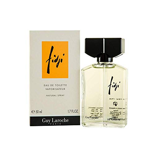 Fidji Eau De Parfum by Guy Laroche in an elegant bottle, showcasing its floral and fruity essence.