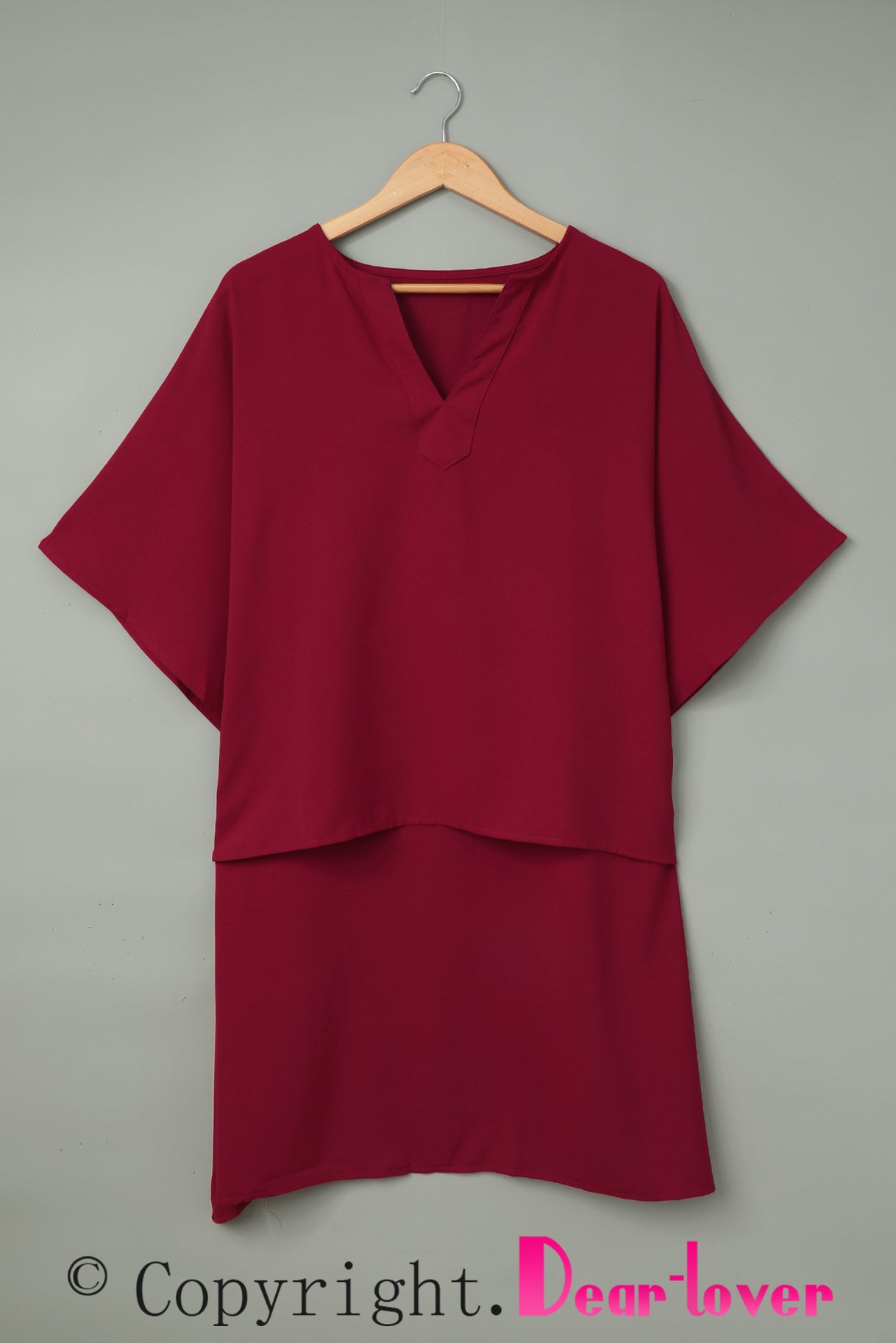 Fiery Red Chic High Low Kimono Top featuring elegant v-neck and dramatic kimono sleeves, perfect for stylish outfits.