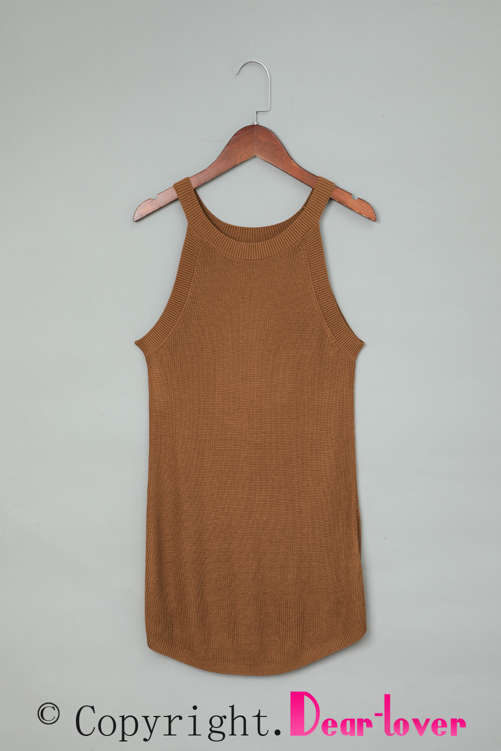 Fiery red solid ribbed knit slim-fit tank top displayed on a mannequin, showcasing its stylish design and texture.