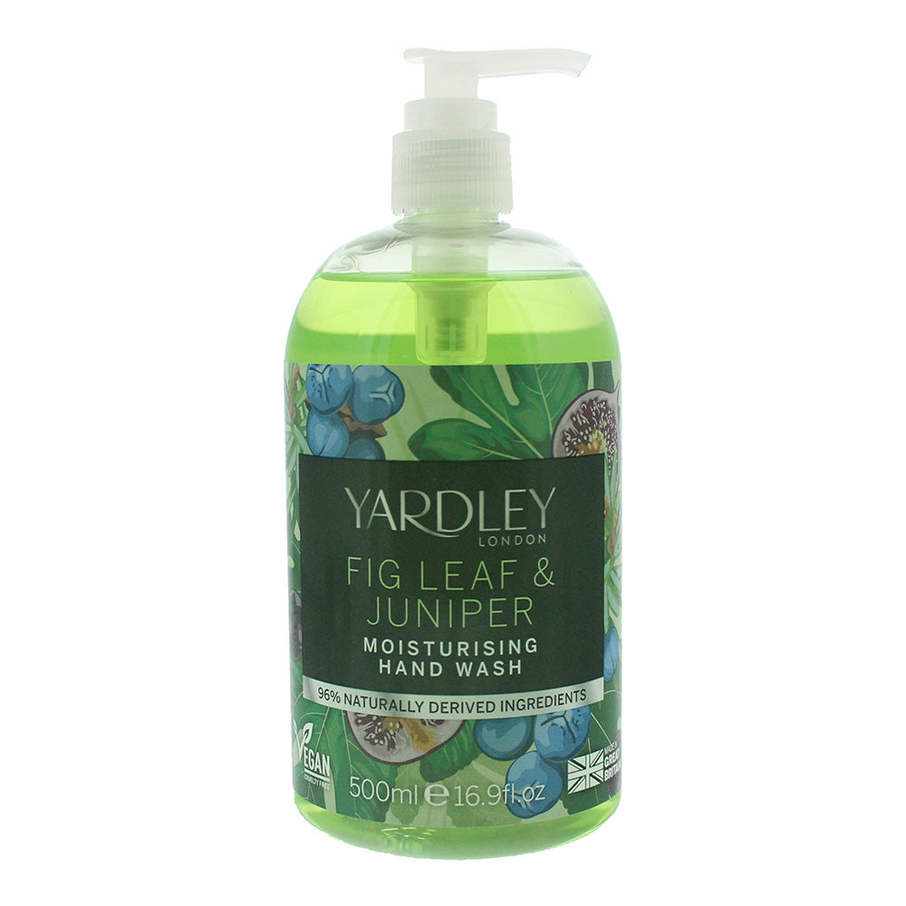 Yardley Fig Leaf & Juniper Milk Botanical Hand Wash bottle with elegant design and natural ingredients.