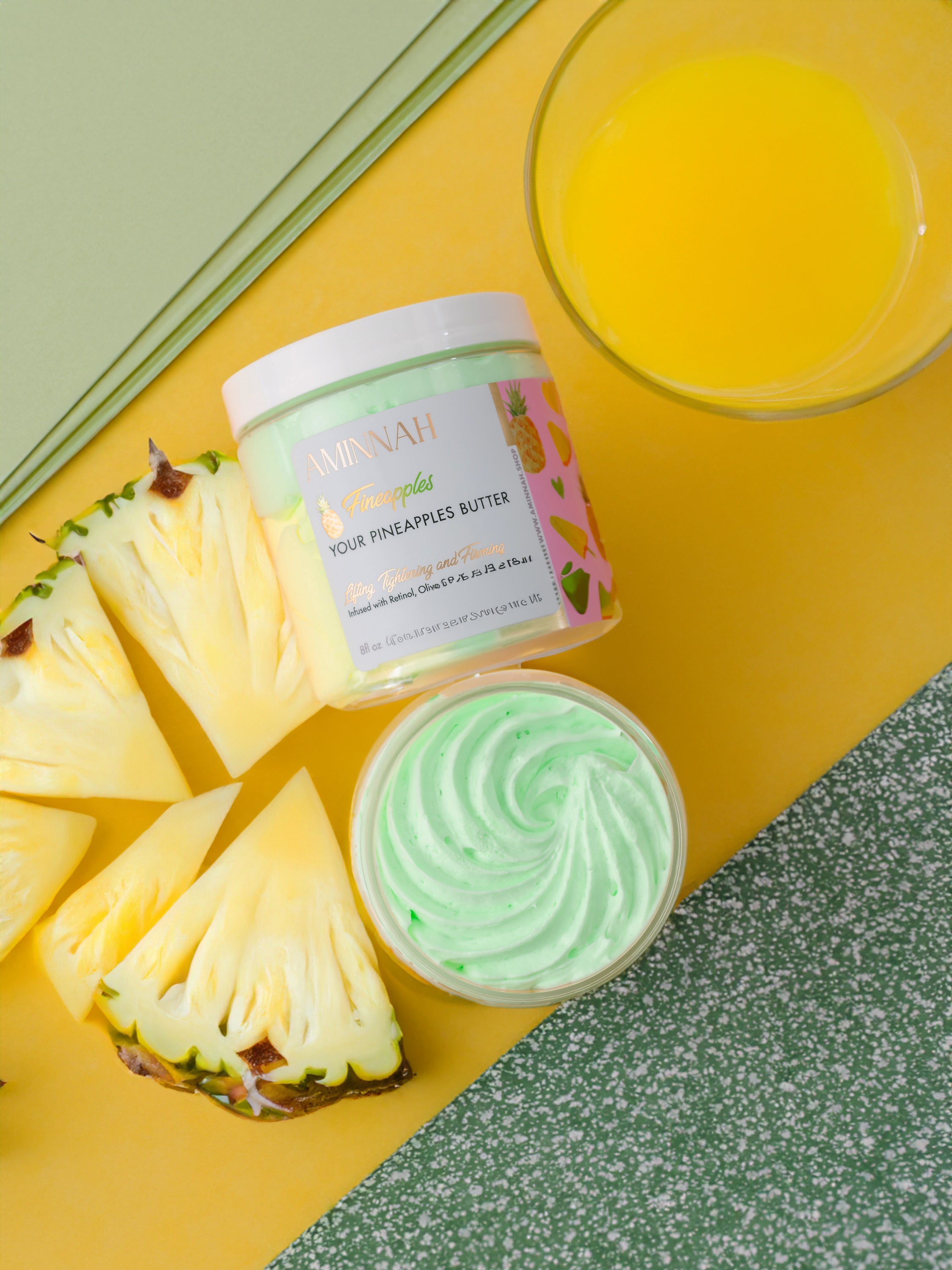 Fineapples Bundle featuring Boob Butter, Scrub, and Serum with pineapple design.