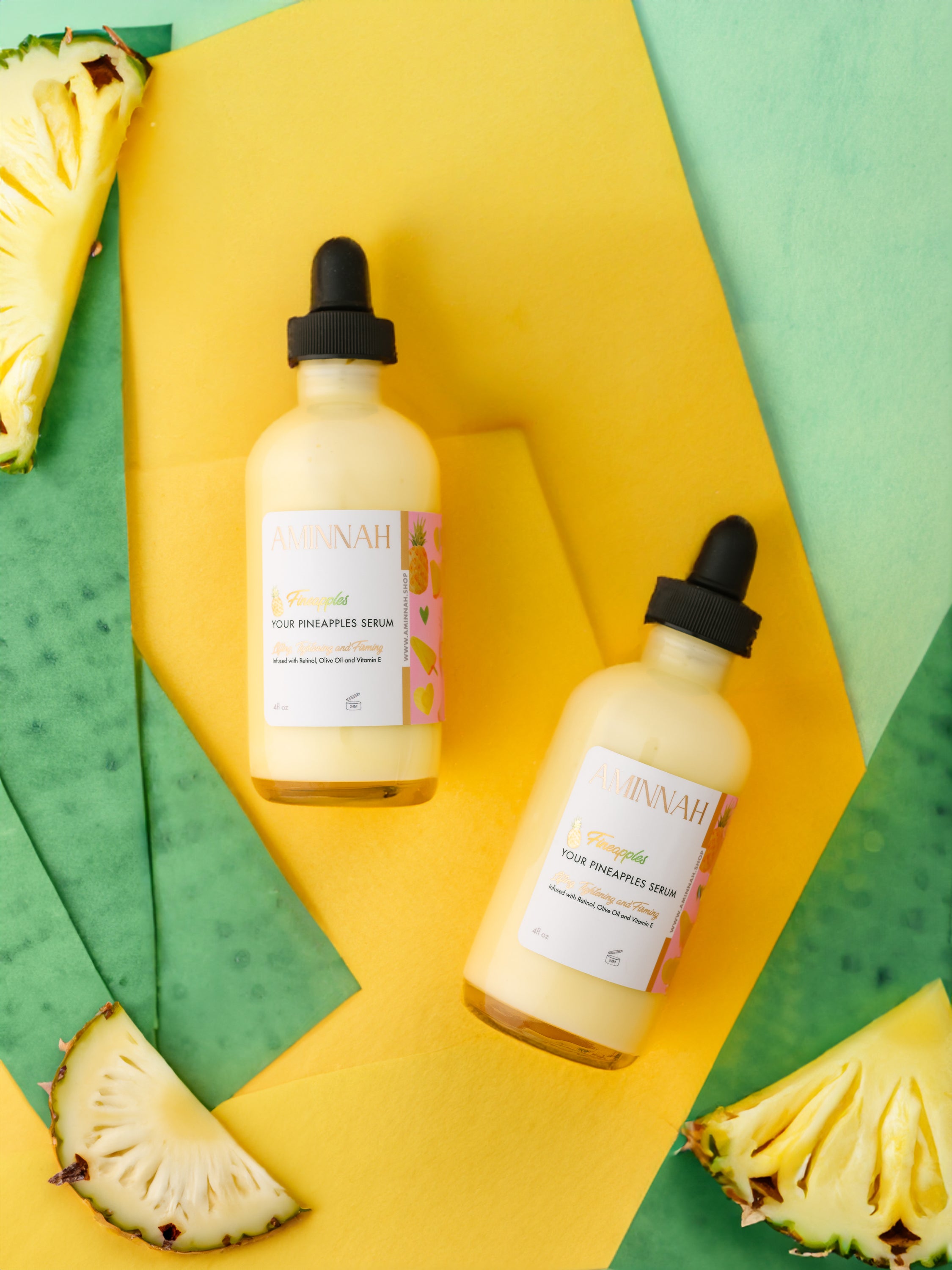 Fineapples Bundle featuring Boob Butter, Scrub, and Serum with pineapple design.