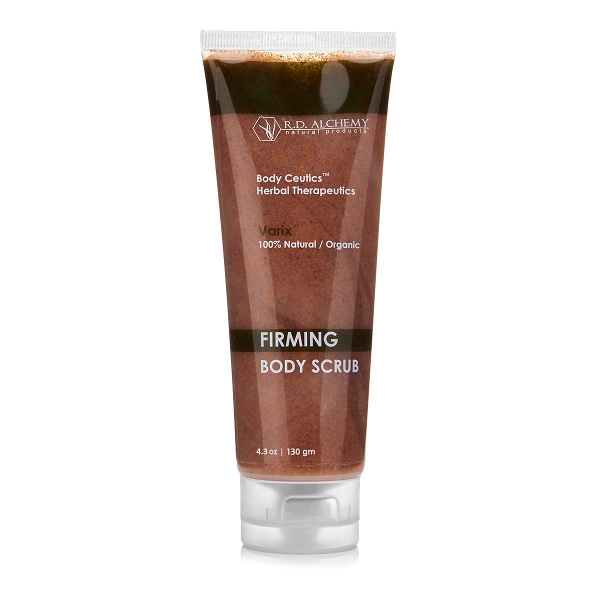 A jar of Firming Body Scrub with natural ingredients, showcasing its creamy texture and exfoliating properties.