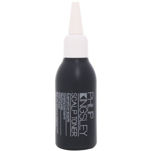 Philip Kingsley Flaky/Itchy Scalp Toner bottle with a spray nozzle, designed for soothing itchy and flaky scalps.