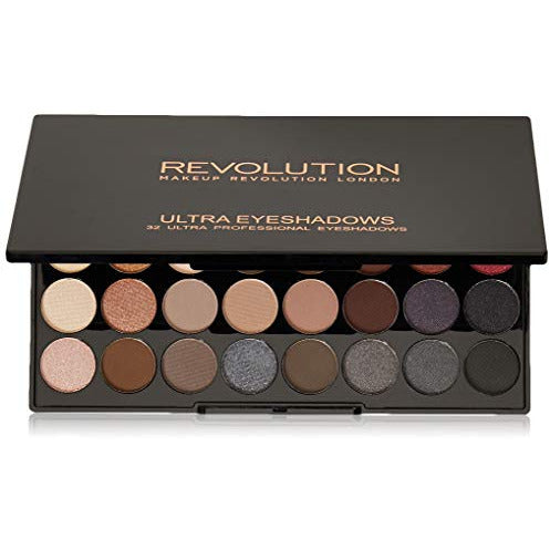 Makeup Revolution Flawless 2 Ultra Eyeshadows Palette showcasing vibrant colors and sleek design.