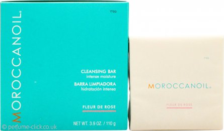 Moroccanoil Fleur de Rose Cleansing Bar with rose petals, showcasing its elegant design and natural ingredients.