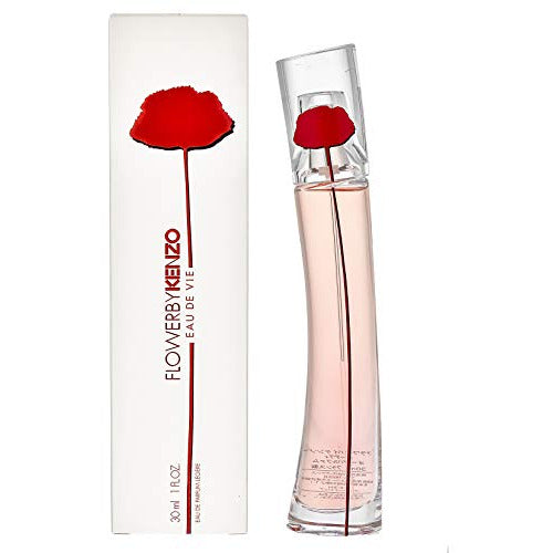 Kenzo Flower by Eau de Vie Eau de Parfum bottle with floral design, elegantly displayed.