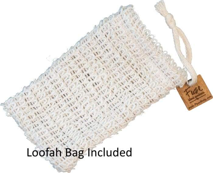 Focus Shower Smoothies 25 Pack with essential oils for hydration and clarity, displayed in a loofah bag.