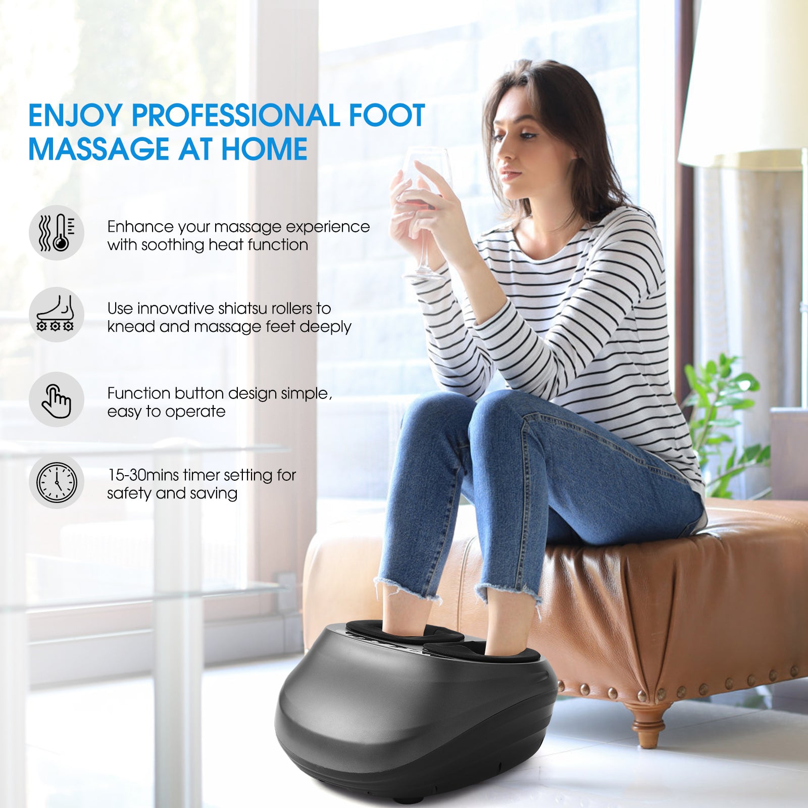 Foot Massager Machine with heat and massage features, designed for comfort and relaxation, suitable for men and women.