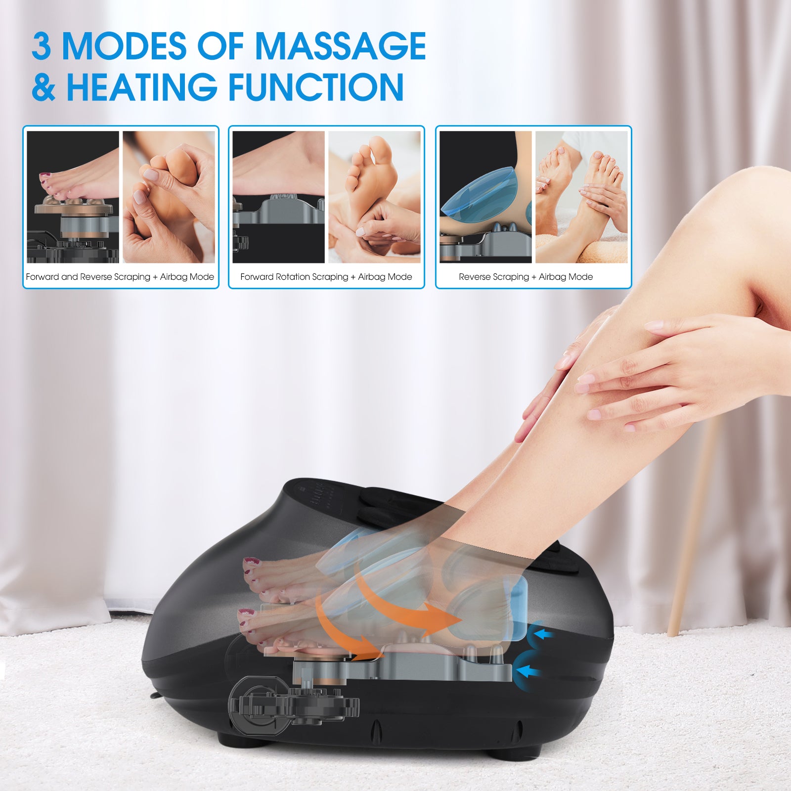 Foot Massager Machine with heat and massage features, designed for comfort and relaxation, suitable for men and women.