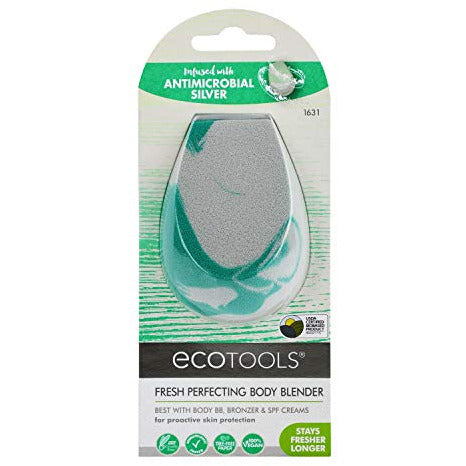 EcoTools Fresh Perfecting Body Blender Sponge in a vibrant green color, designed for seamless body makeup application.