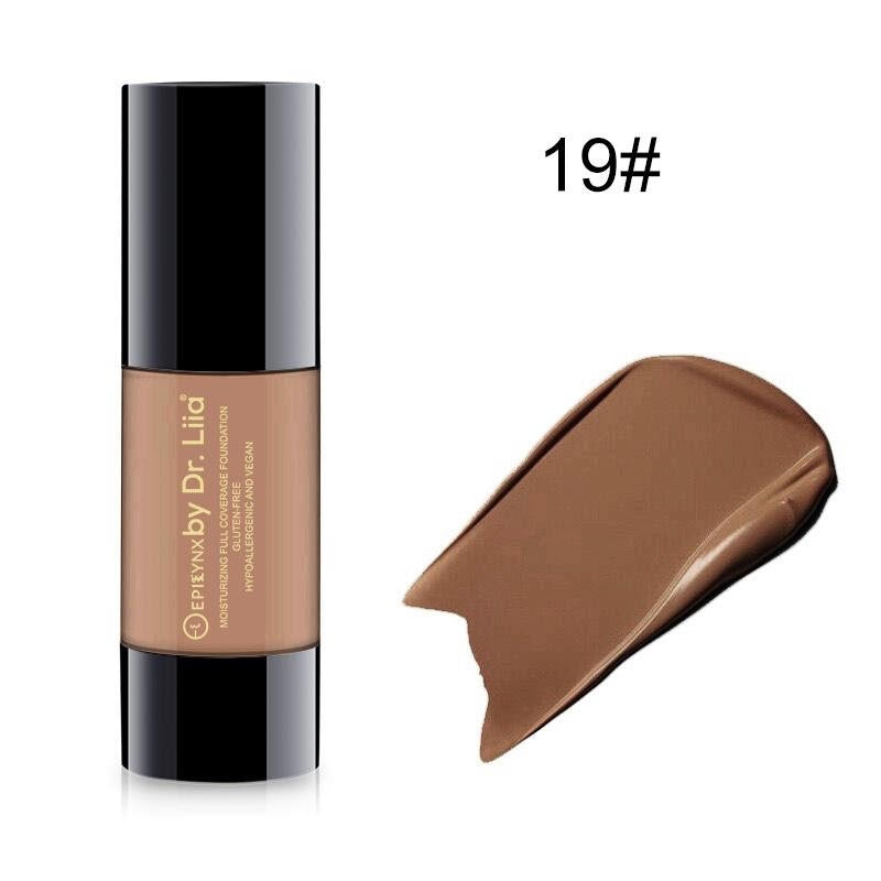 Full Coverage Foundation with SPF 15 in a sleek bottle, showcasing its natural finish and variety of shades.