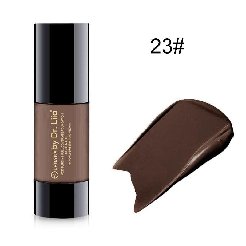 Full Coverage Foundation with SPF 15 in a sleek bottle, showcasing its natural finish and variety of shades.