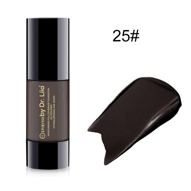 Full Coverage Foundation with SPF 15 in a sleek bottle, showcasing its natural finish and variety of shades.