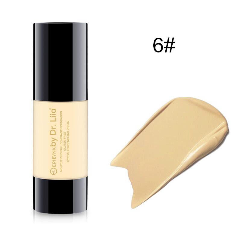 Full Coverage Foundation with SPF 15 in a sleek bottle, showcasing its natural finish and variety of shades.