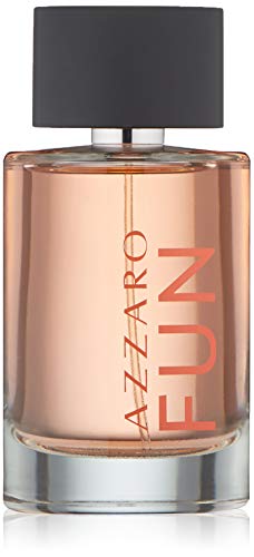 Azzaro Fun Eau de Toilette bottle with vibrant colors, showcasing its playful design.