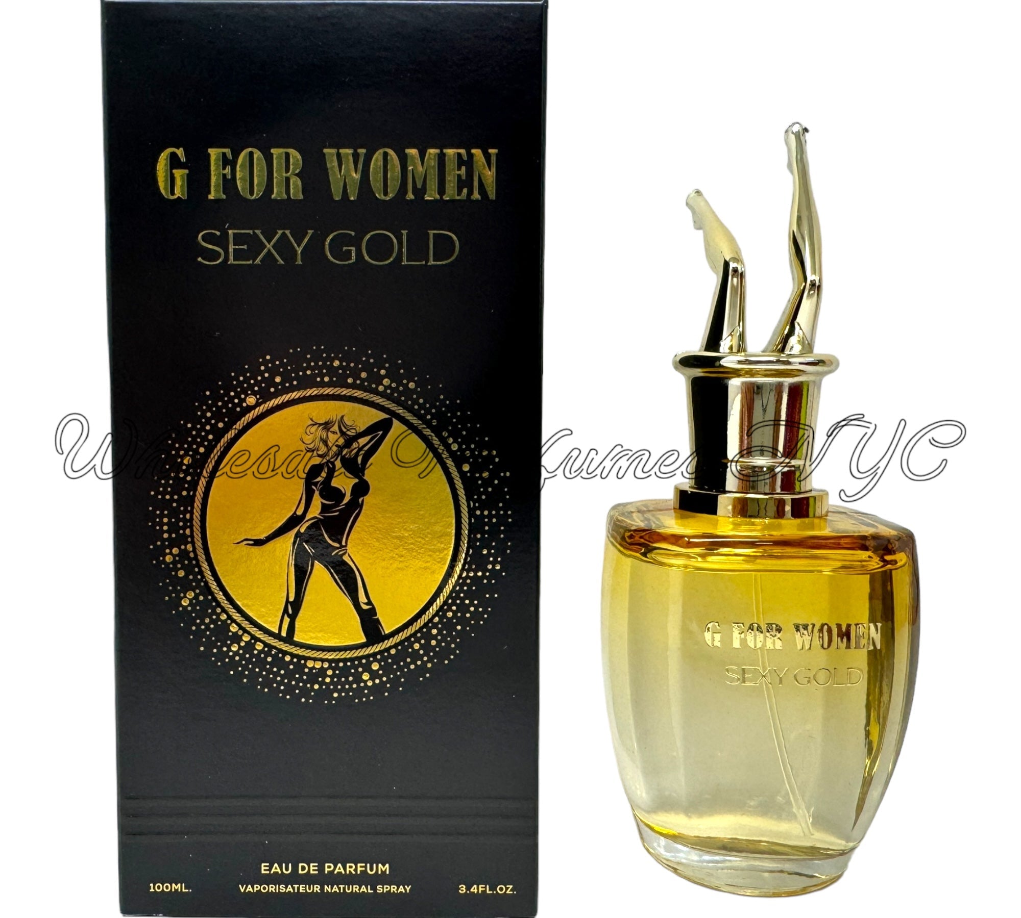 G for Women Sexy Gold Eau de Parfum Spray in an elegant bottle, 3.4oz, inspired by Jean Paul Gaultier's Scandal Gold.