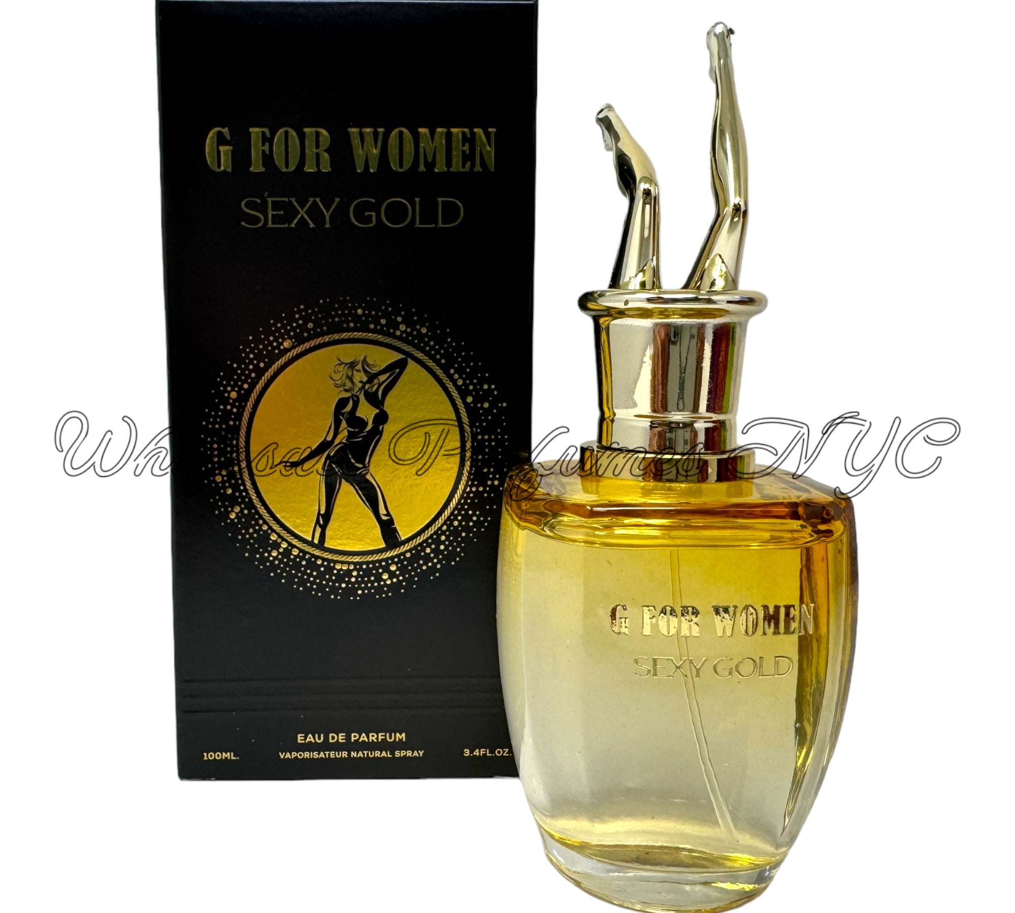 G for Women Sexy Gold Eau de Parfum Spray in an elegant bottle, 3.4oz, inspired by Jean Paul Gaultier's Scandal Gold.