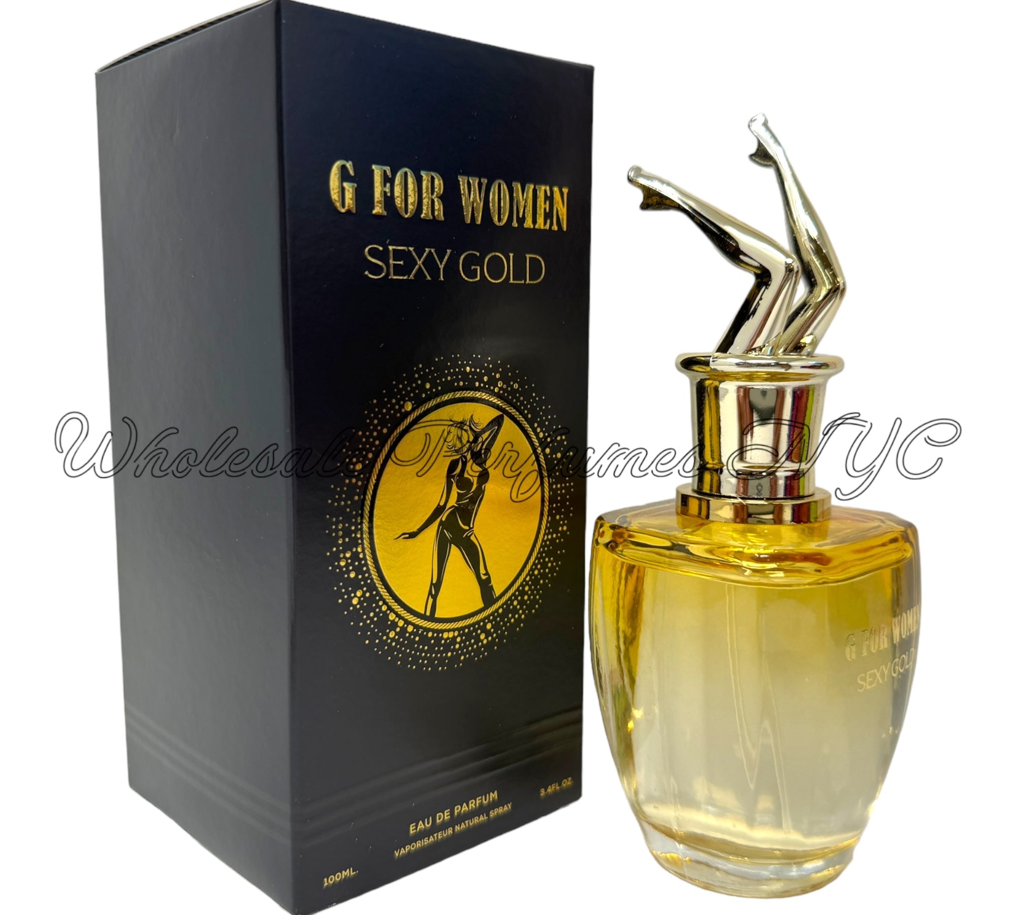 G for Women Sexy Gold Eau de Parfum Spray in an elegant bottle, 3.4oz, inspired by Jean Paul Gaultier's Scandal Gold.