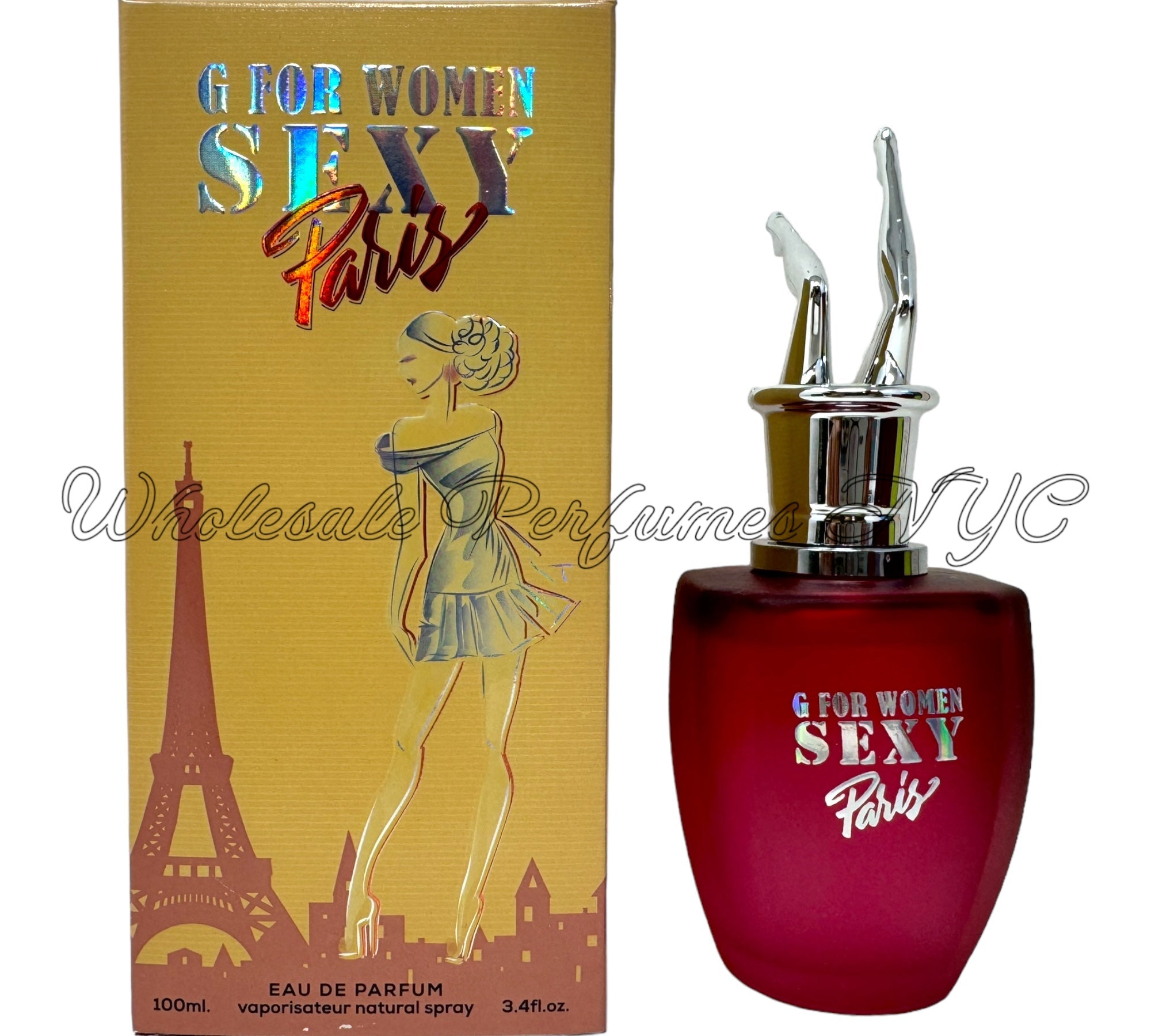 G for Women Sexy Paris Eau de Parfum 3.4oz bottle, elegantly designed with a sophisticated look.