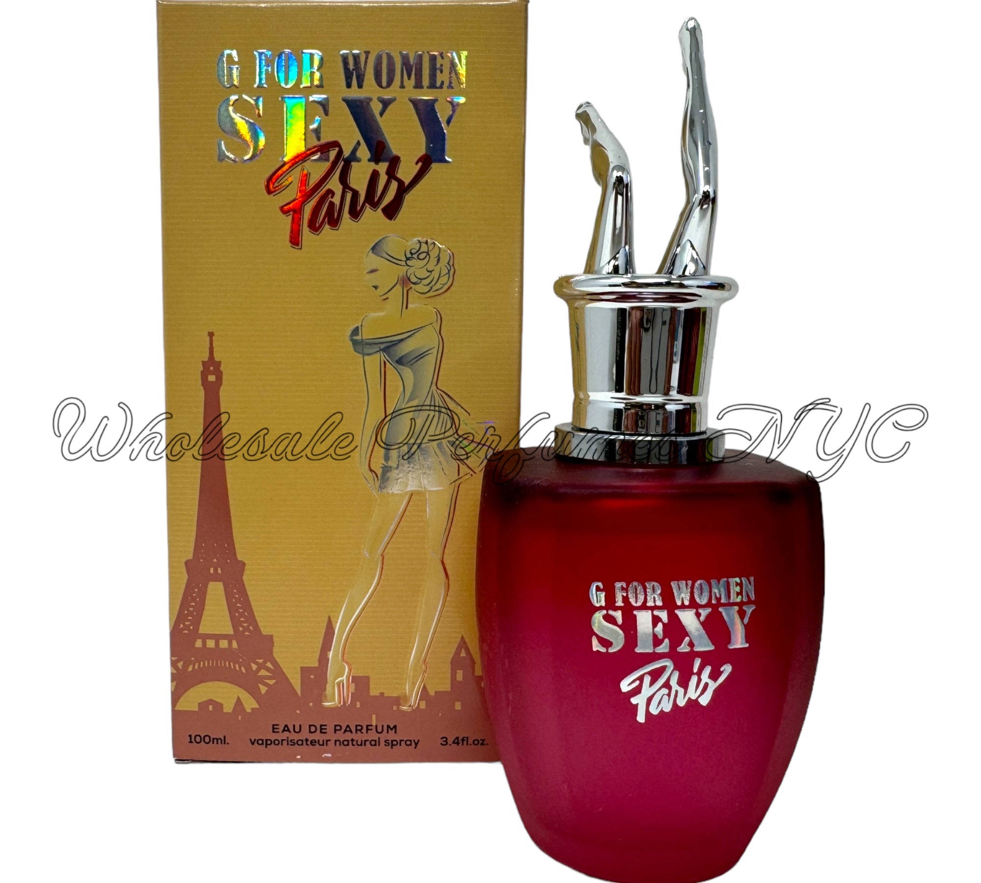 G for Women Sexy Paris Eau de Parfum 3.4oz bottle, elegantly designed with a sophisticated look.