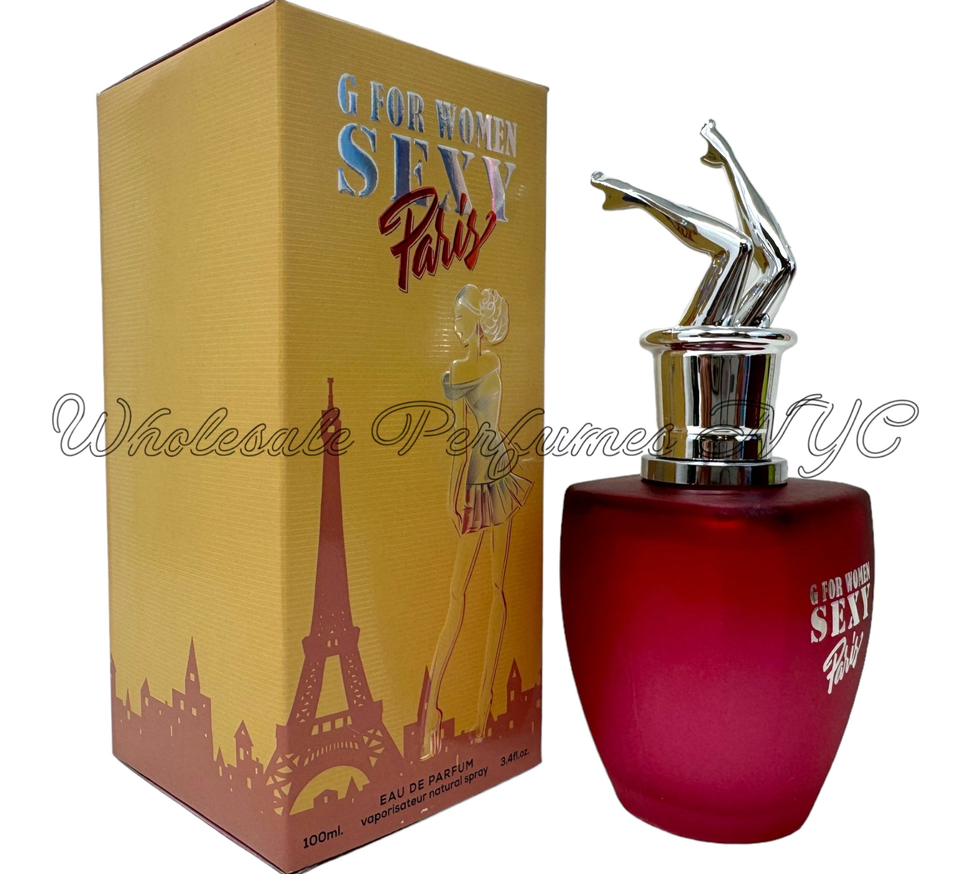 G for Women Sexy Paris Eau de Parfum 3.4oz bottle, elegantly designed with a sophisticated look.