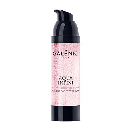 Galénic Aqua Infini Water Booster Serum in a sleek bottle, showcasing its hydrating properties.