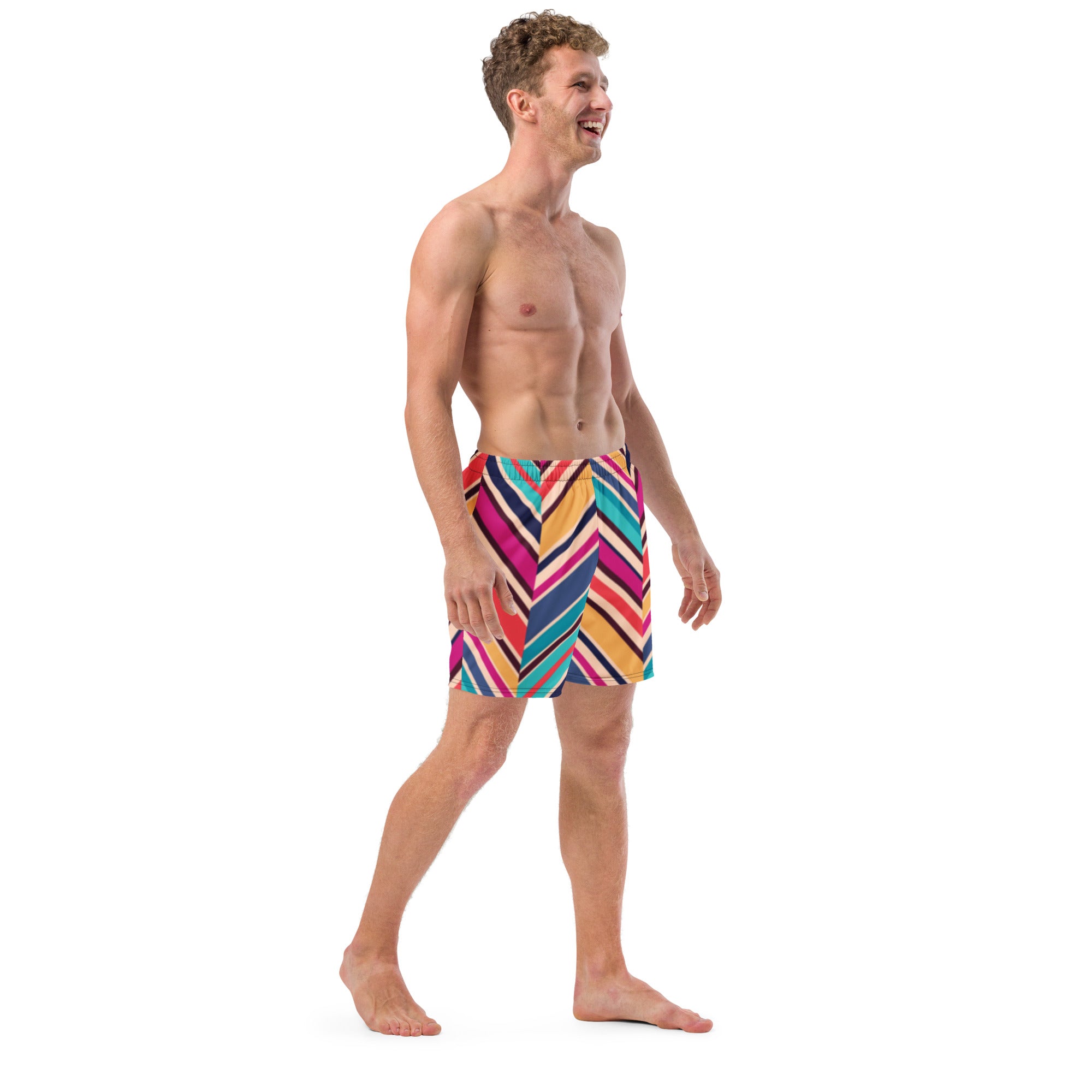 Gemini men's swim trunks featuring quick-drying fabric, multiple pockets, and a silky anti-chafe inner liner, perfect for summer activities.