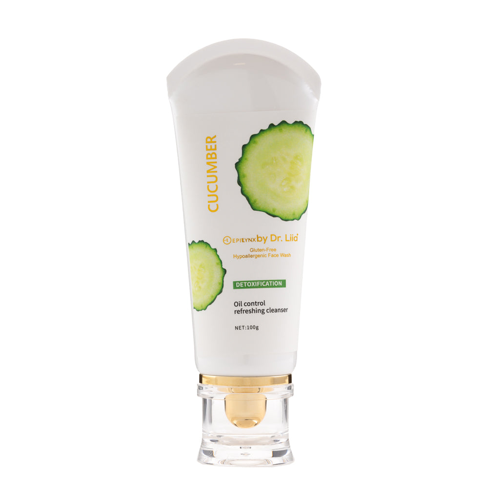 Gentle Cream Face Wash bottle with hydrating and cleansing properties for sensitive skin, featuring natural ingredients like cucumber seed oil and aloe vera.