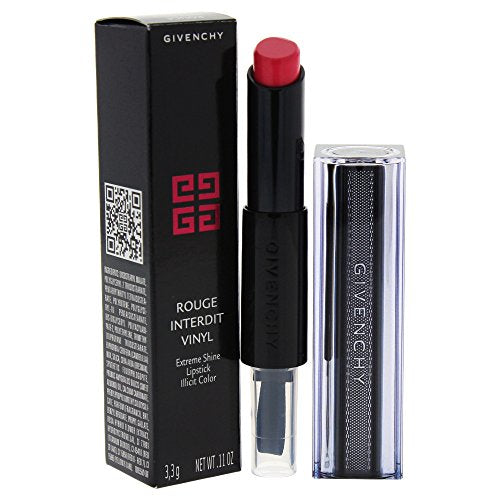 Givenchy Rouge Interdit Vinyl Lipstick in shade 06 Rose Sulfureux, showcasing its elegant packaging and vibrant rose color.