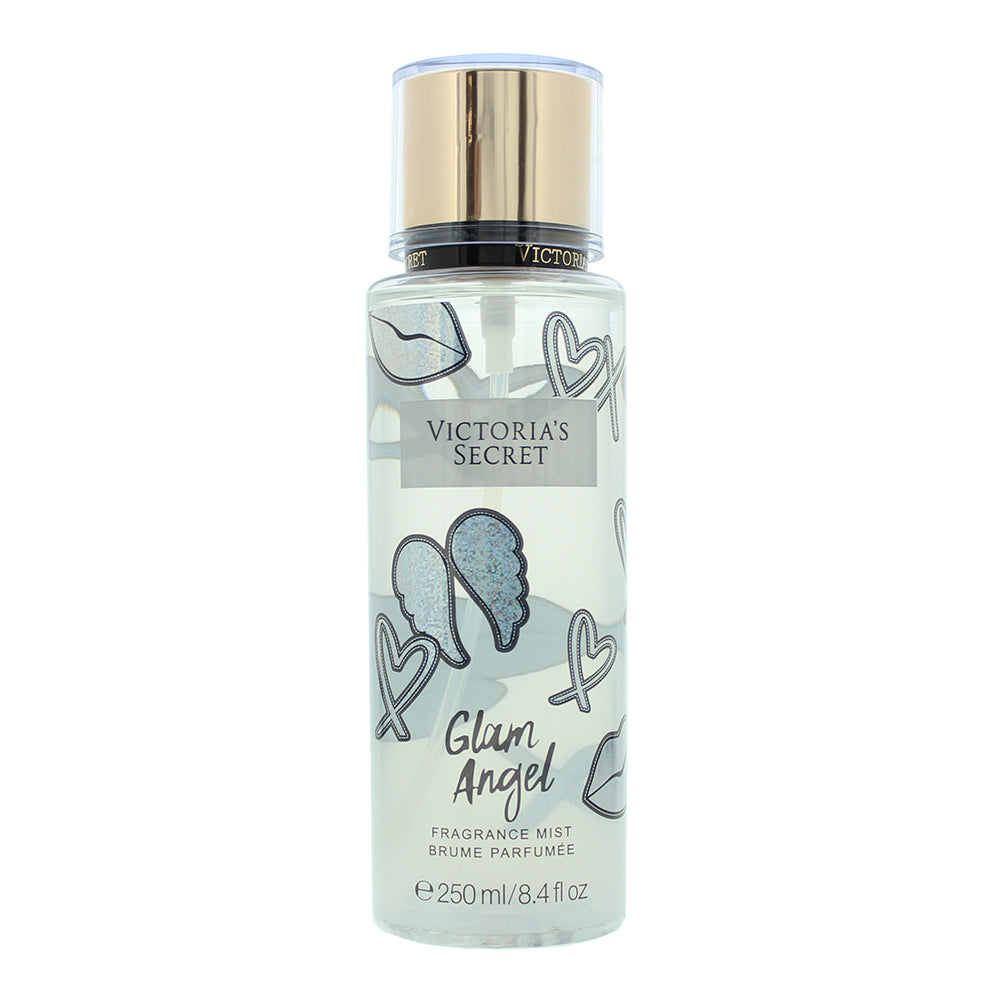 Victoria's Secret Glam Angel Fragrance Mist in a stylish bottle with a floral design.