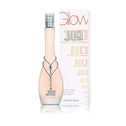 Glow Eau de Toilette by Jennifer Lopez in an elegant bottle, showcasing a soft pink hue and modern design, perfect for feminine fragrance lovers.