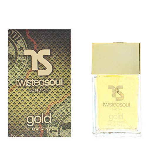 Twisted Soul Gold Eau de Toilette bottle with elegant design and luxurious gold accents.