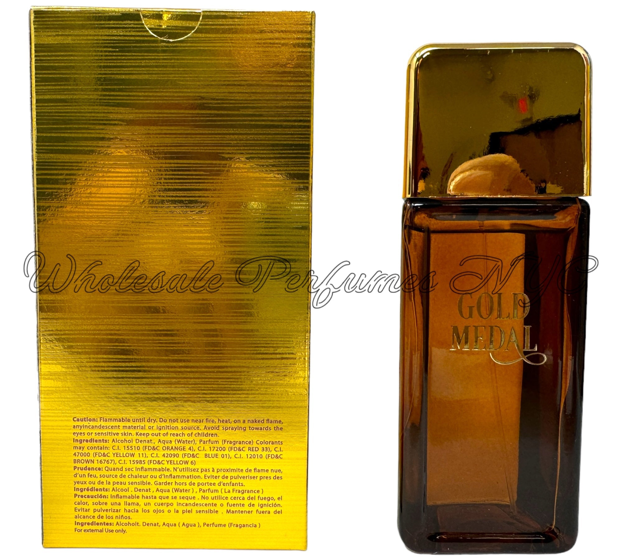 Gold Medal for Men Eau de Toilette Spray 3.4oz by MCH Beauty, featuring a sleek bottle design.