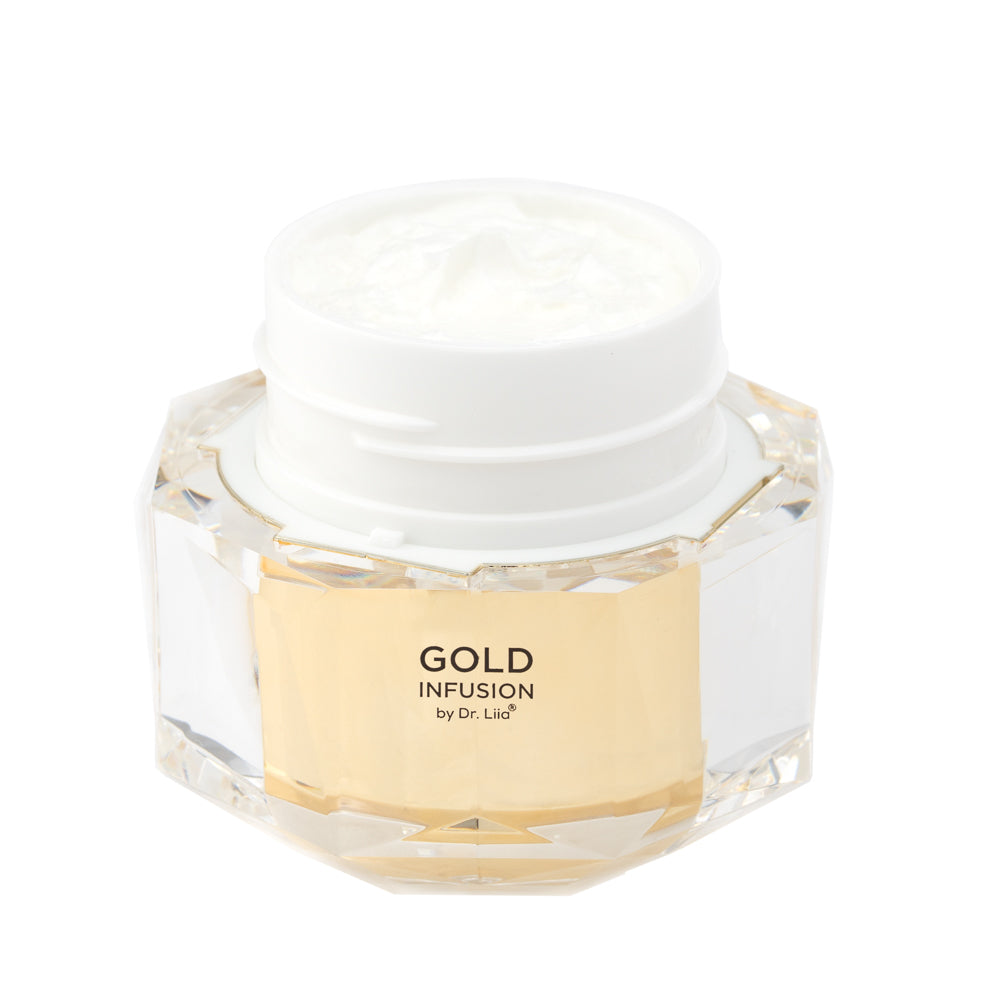 Gold Peptide Moisturizer with Niacinamide and Ceramide in a sleek jar, showcasing its luxurious texture and golden hue.