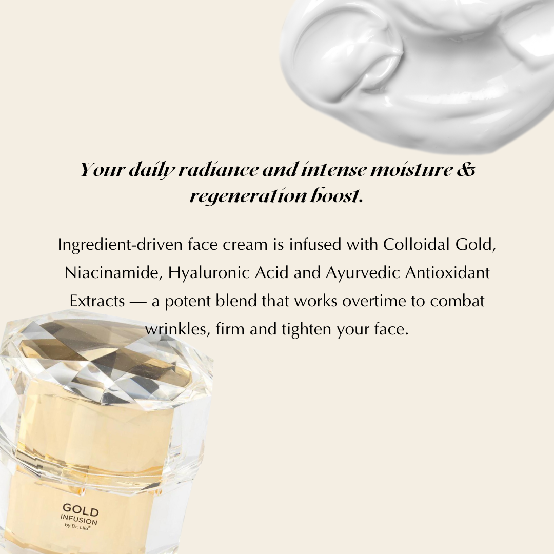 Gold Peptide Moisturizer with Niacinamide and Ceramide in a sleek jar, showcasing its luxurious texture and golden hue.