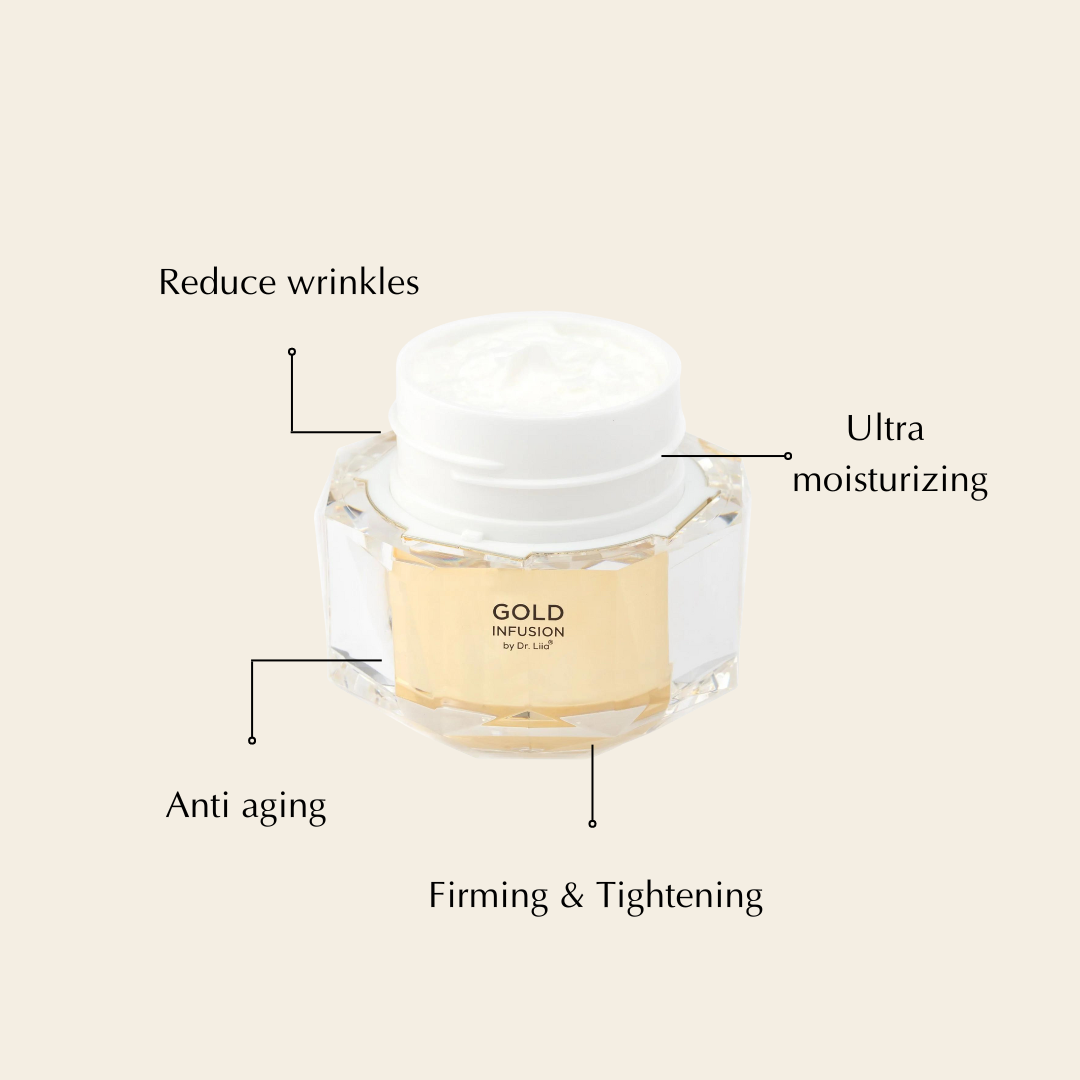 Gold Peptide Moisturizer with Niacinamide and Ceramide in a sleek jar, showcasing its luxurious texture and golden hue.